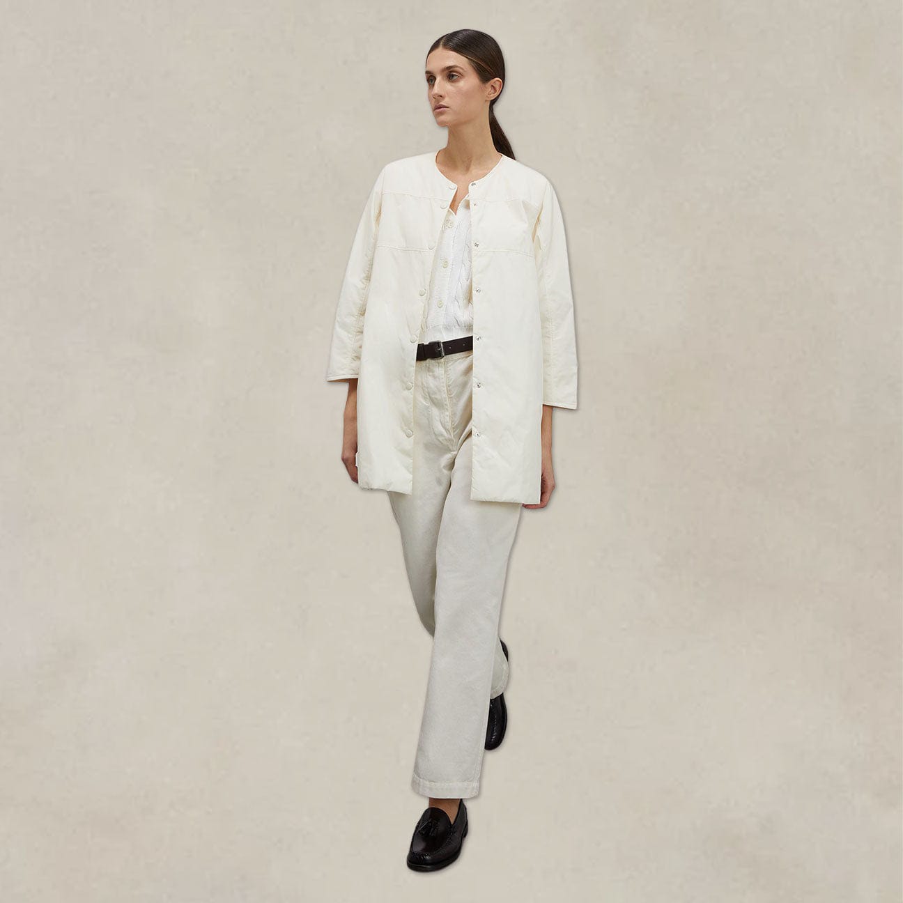 ASPESI Giacca camicia in nylon Panna