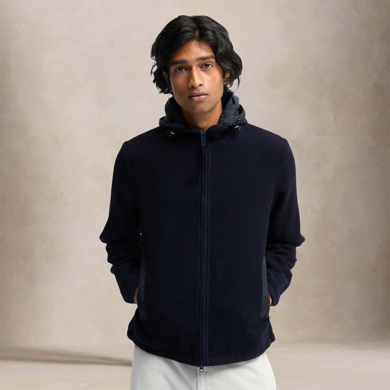 ASPESI Giubbotto uomo in lana shetland Blue