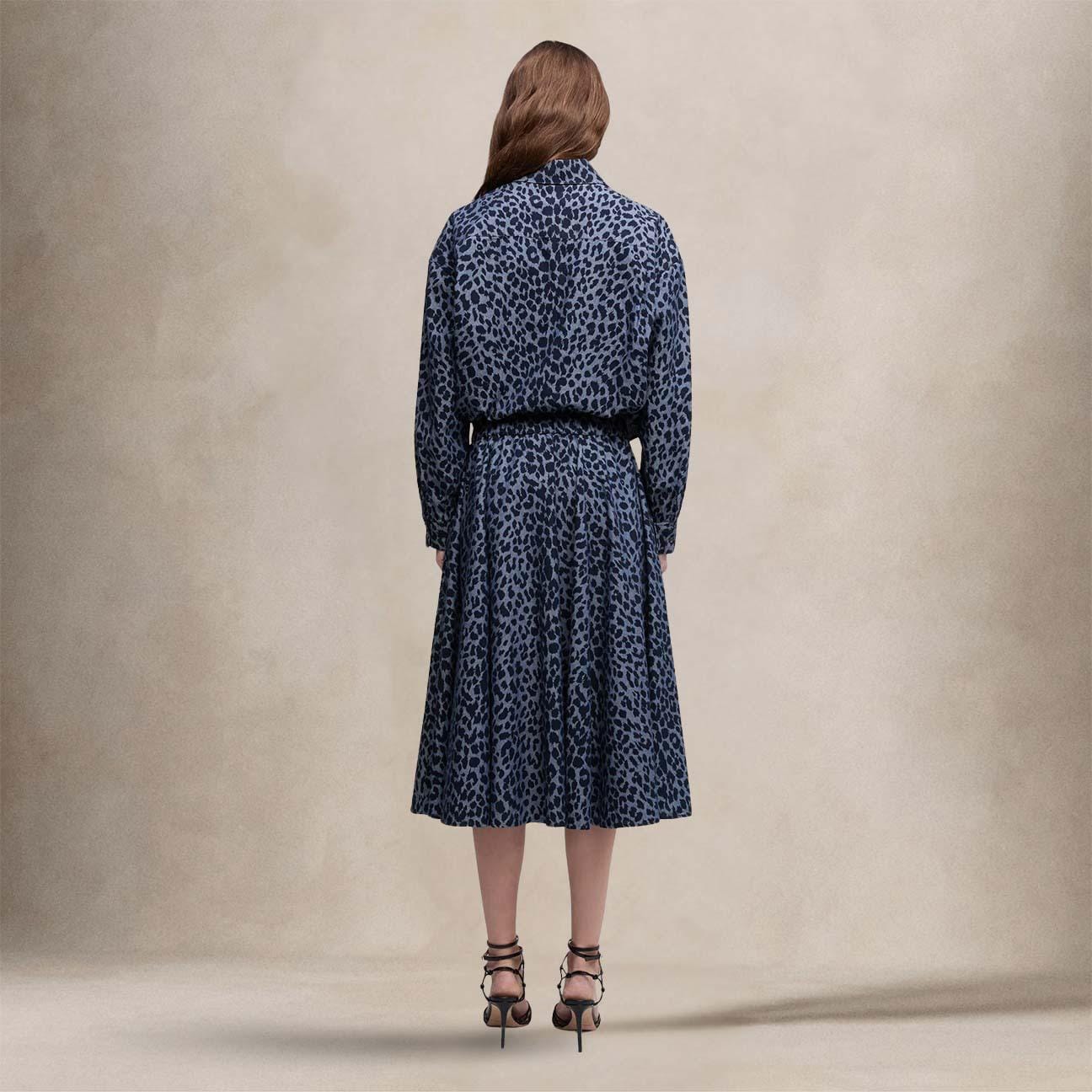 ASPESI Gonna in chambray di cotone Japan Animalier Blue