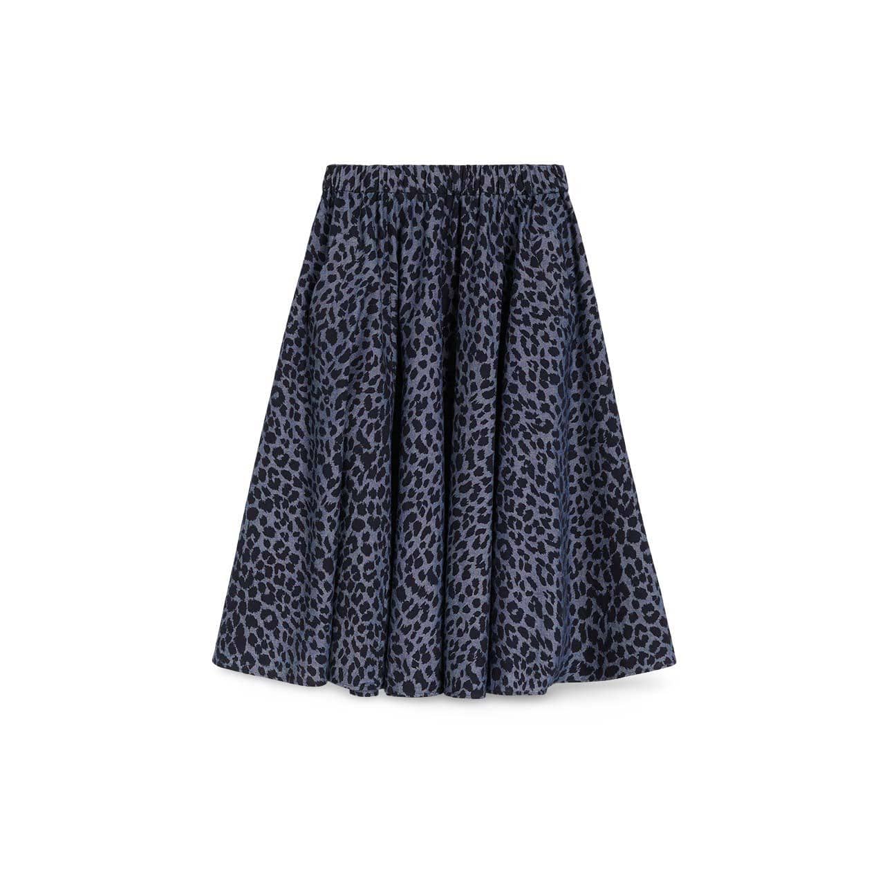 ASPESI Gonna in chambray di cotone Japan Animalier Blue