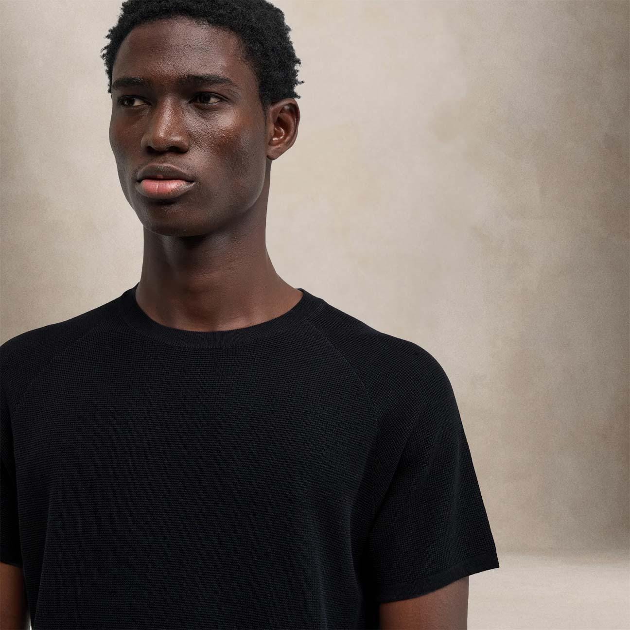 ASPESI Maglia uomo in cotone waffle micro Blue