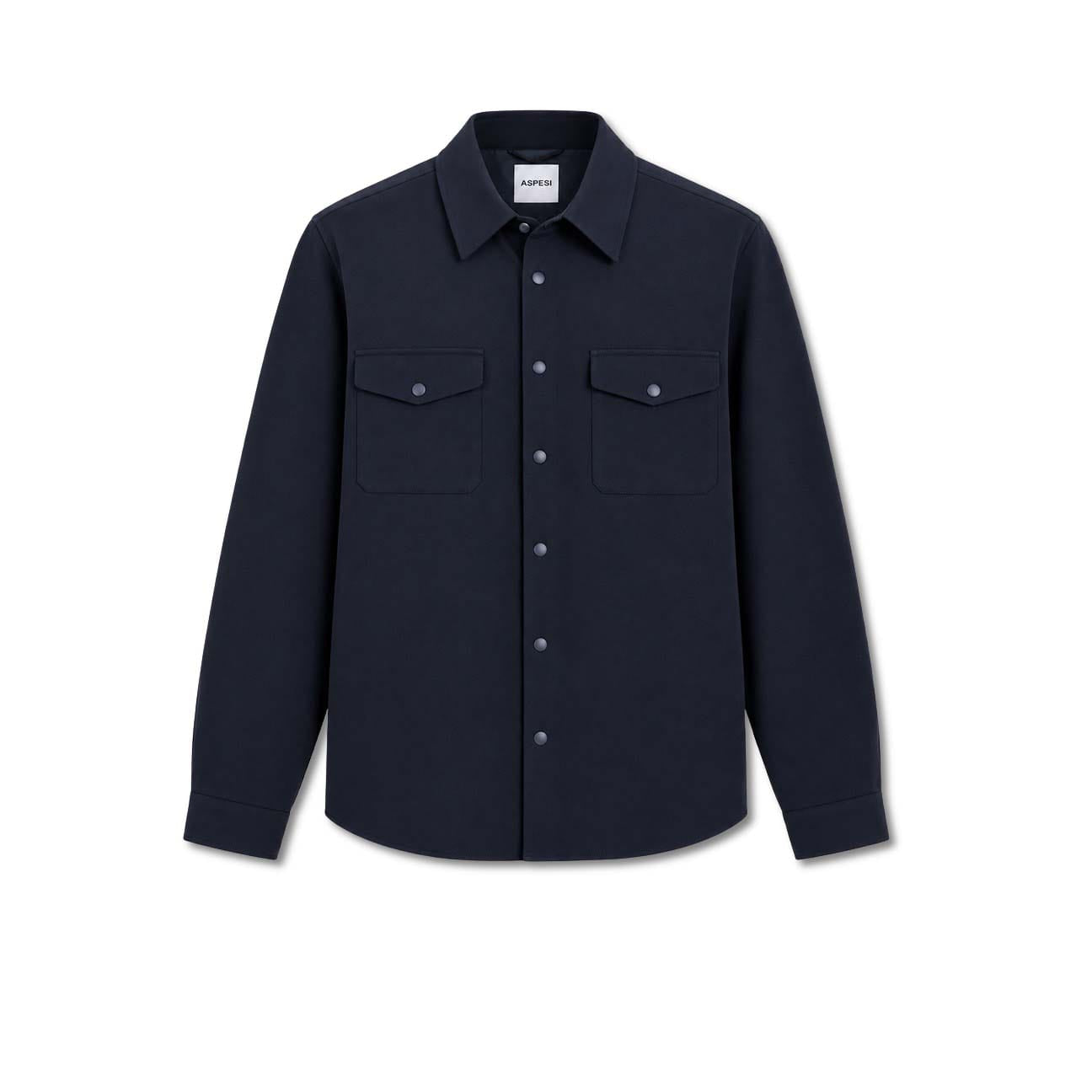 ASPESI Overshirt uomo in flanella imbottita Blue