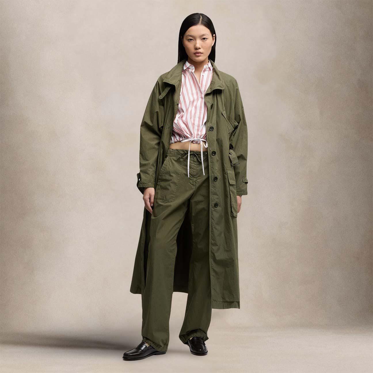 ASPESI Pantalone donna cargo in popeline Verde Militare