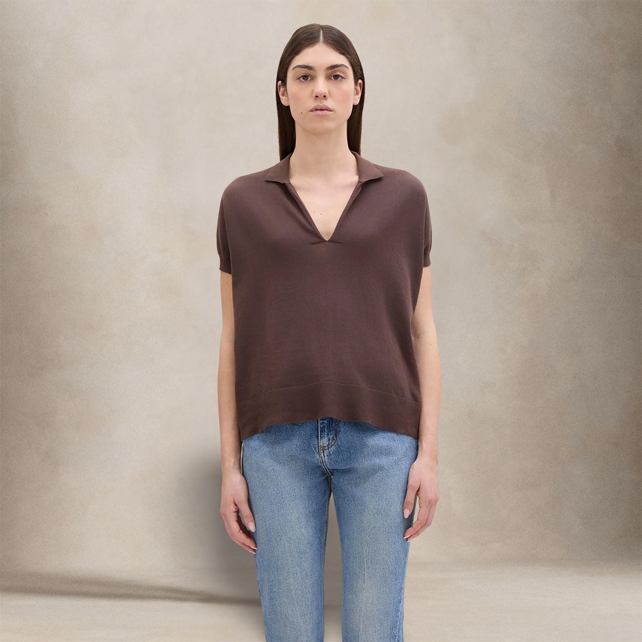 ASPESI Polo da donna in cotone Marrone