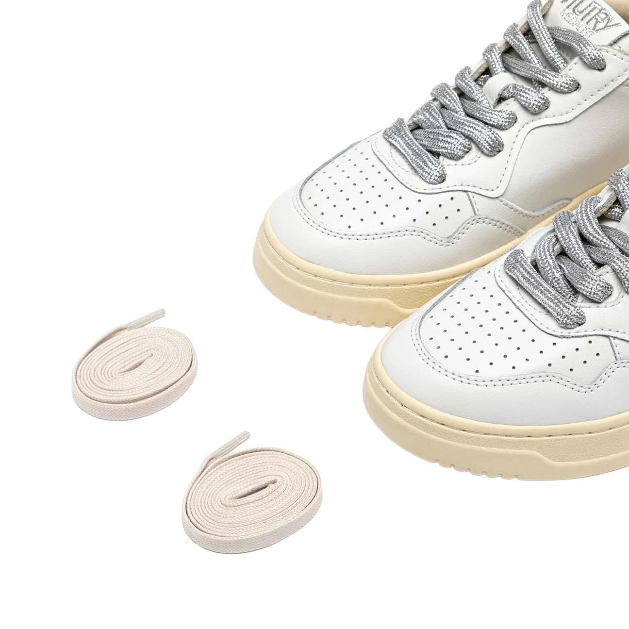 AUTRY Sneakers donna Medalist Low in pelle Bianco e Argento