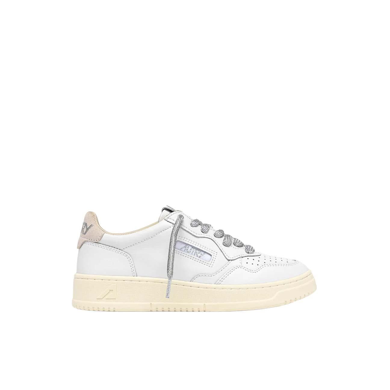 AUTRY Sneakers donna Medalist Low in pelle Bianco e Argento