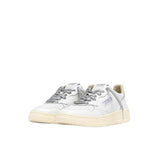 AUTRY Sneakers donna Medalist Low in pelle Bianco e Argento