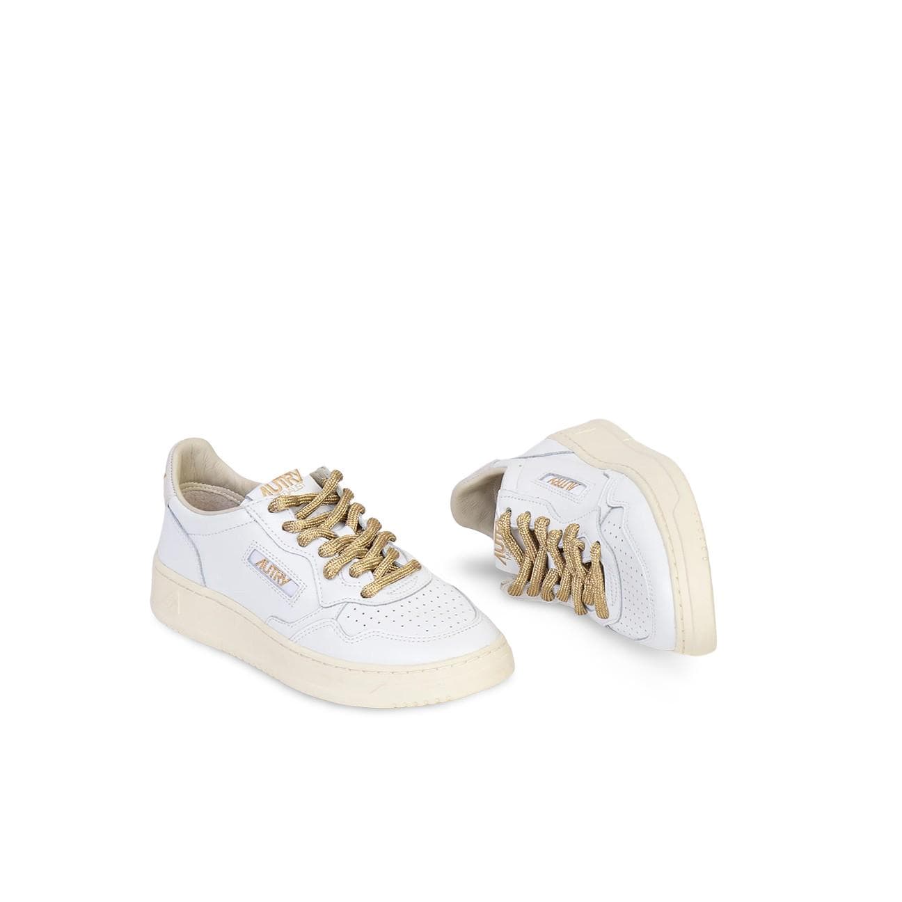 AUTRY Sneakers donna Medalist Low in pelle Bianco e Oro