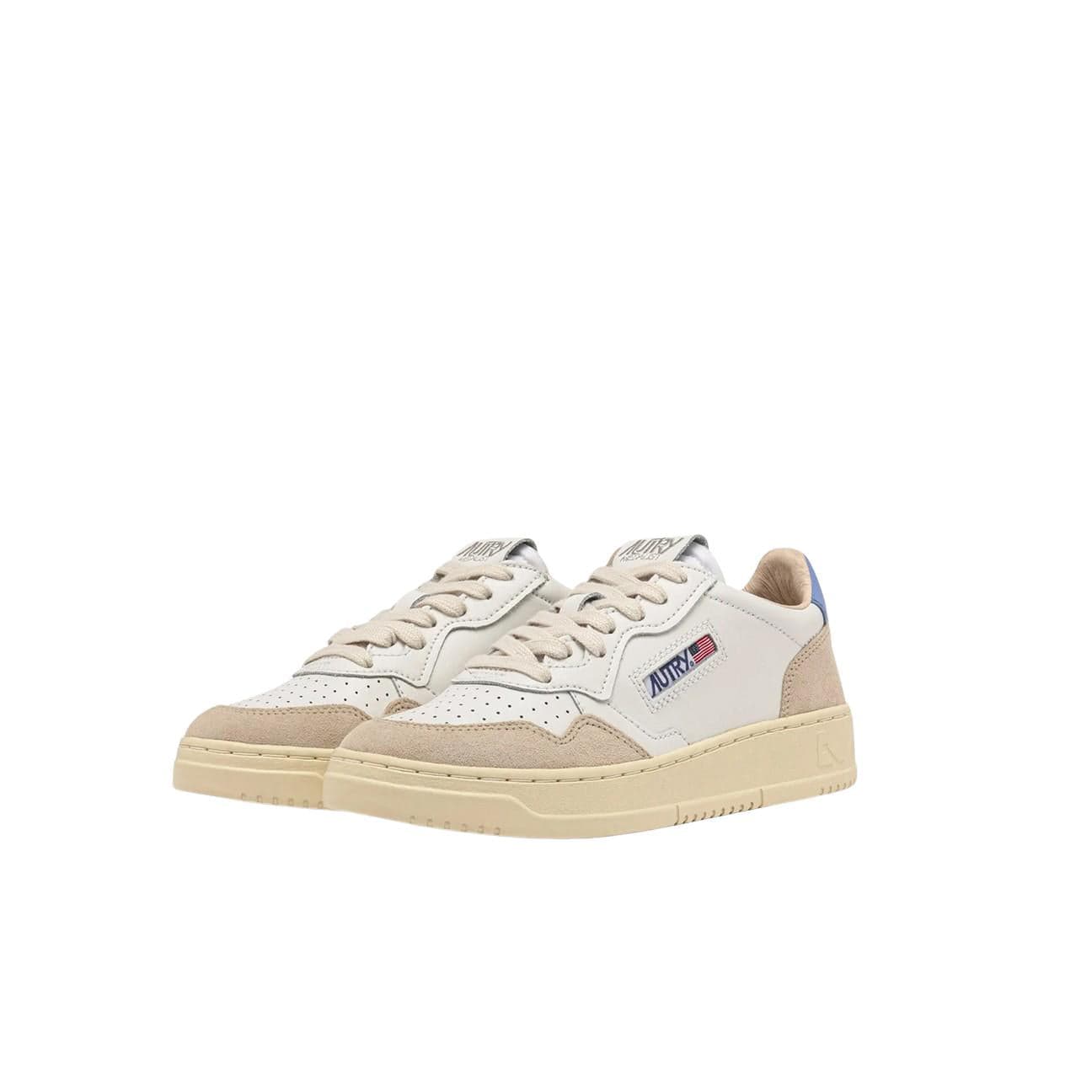 AUTRY Sneakers donna Medalist Low in pelle e suede Bianco e Robbia Blue