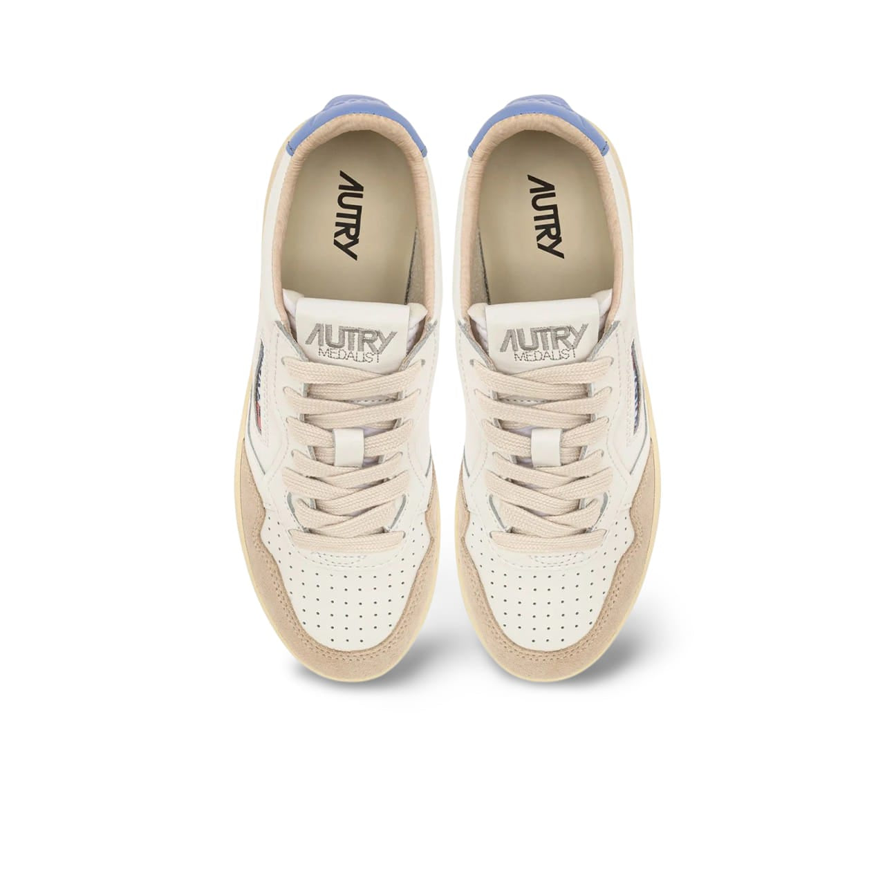 AUTRY Sneakers donna Medalist Low in pelle e suede Bianco e Robbia Blue
