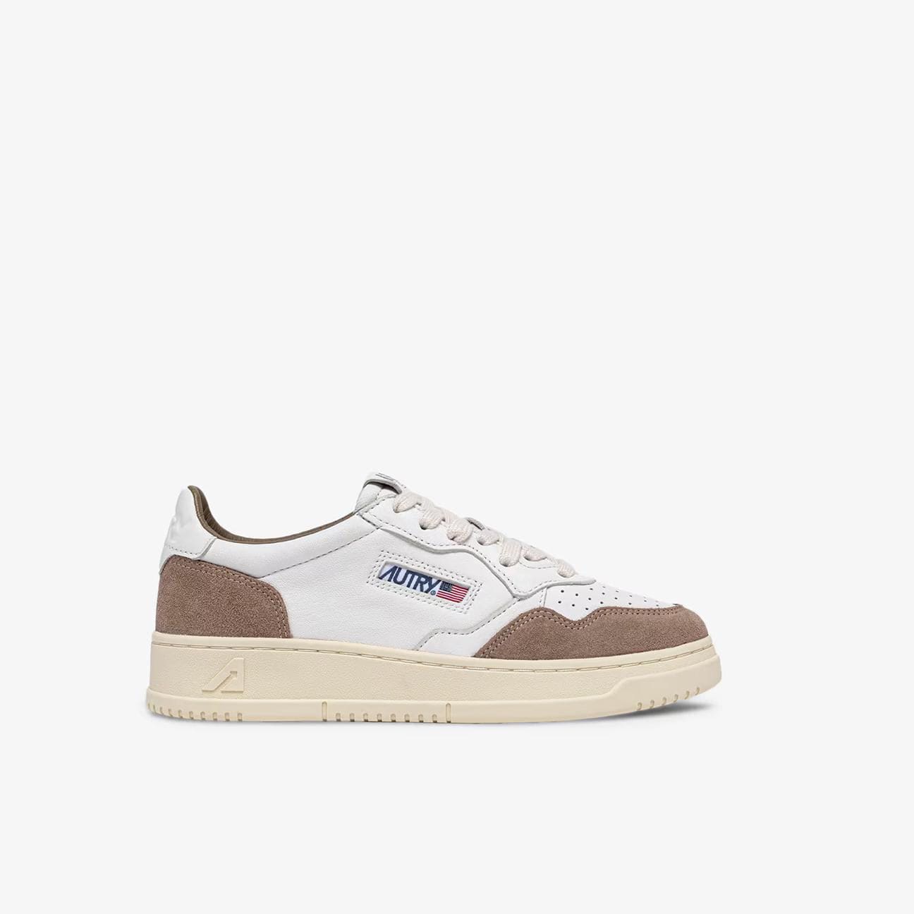AUTRY Sneakers donna Medalist Low in pelle e suede Bianco e Tobacco