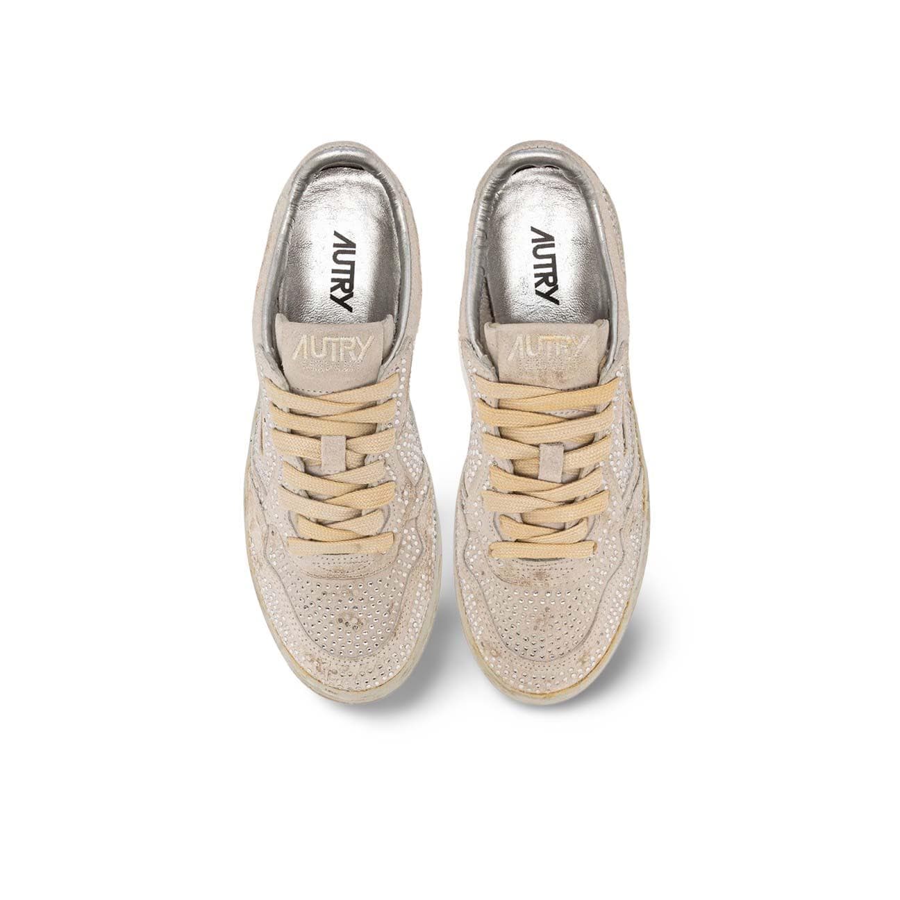 AUTRY Sneakers donna Medalist Low microstrass  Crystal Bianco