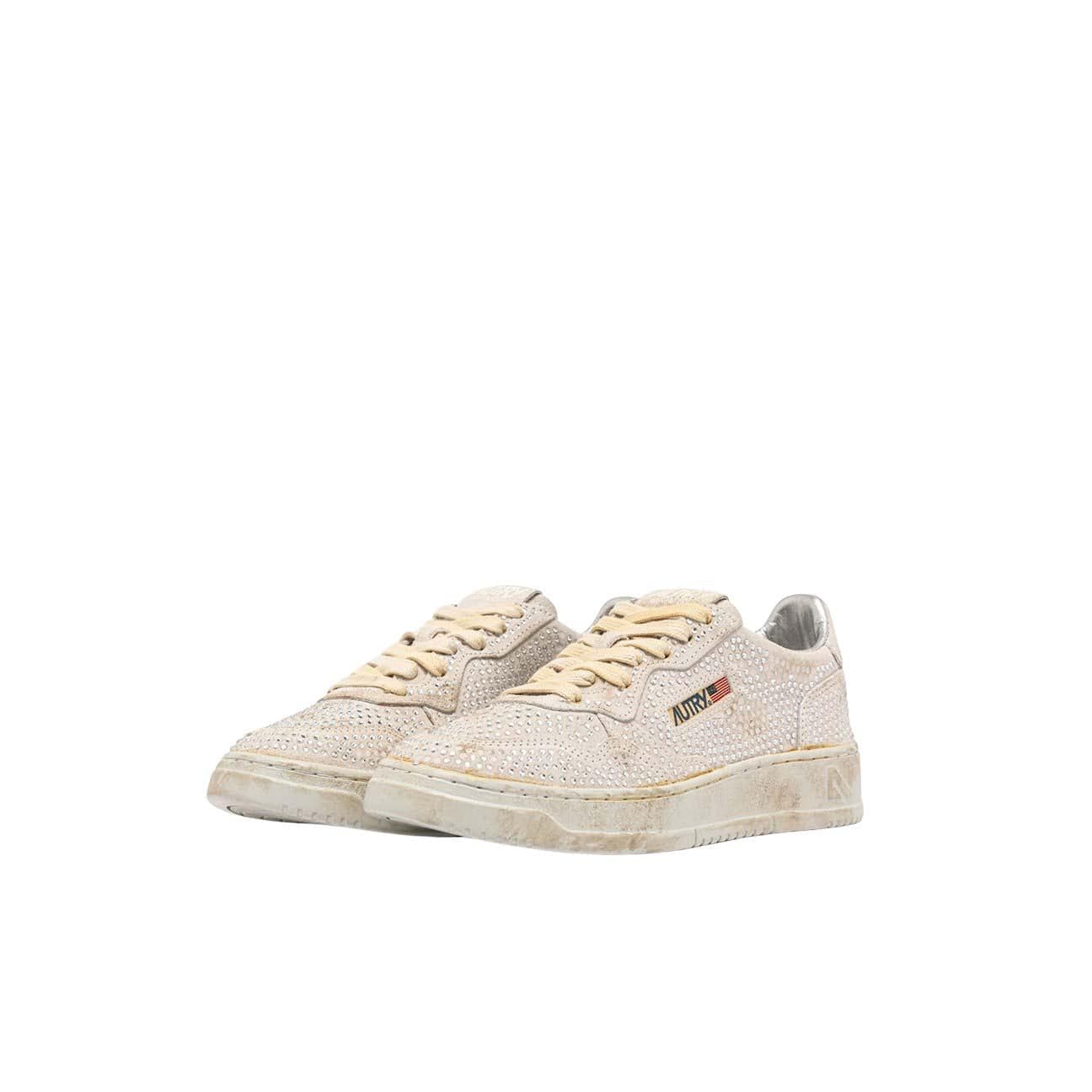 AUTRY Sneakers donna Medalist Low microstrass  Crystal Bianco