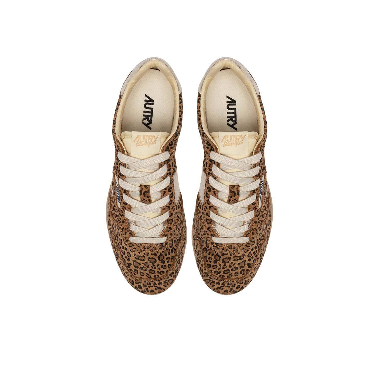 AUTRY Sneakers donna Windspin insuede Leopard e Platino