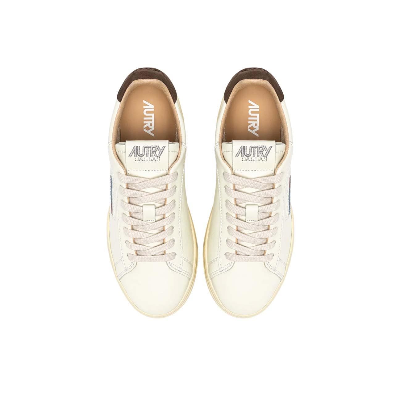 AUTRY Sneakers uomo Dallas Low in pelle Bianco e Morel