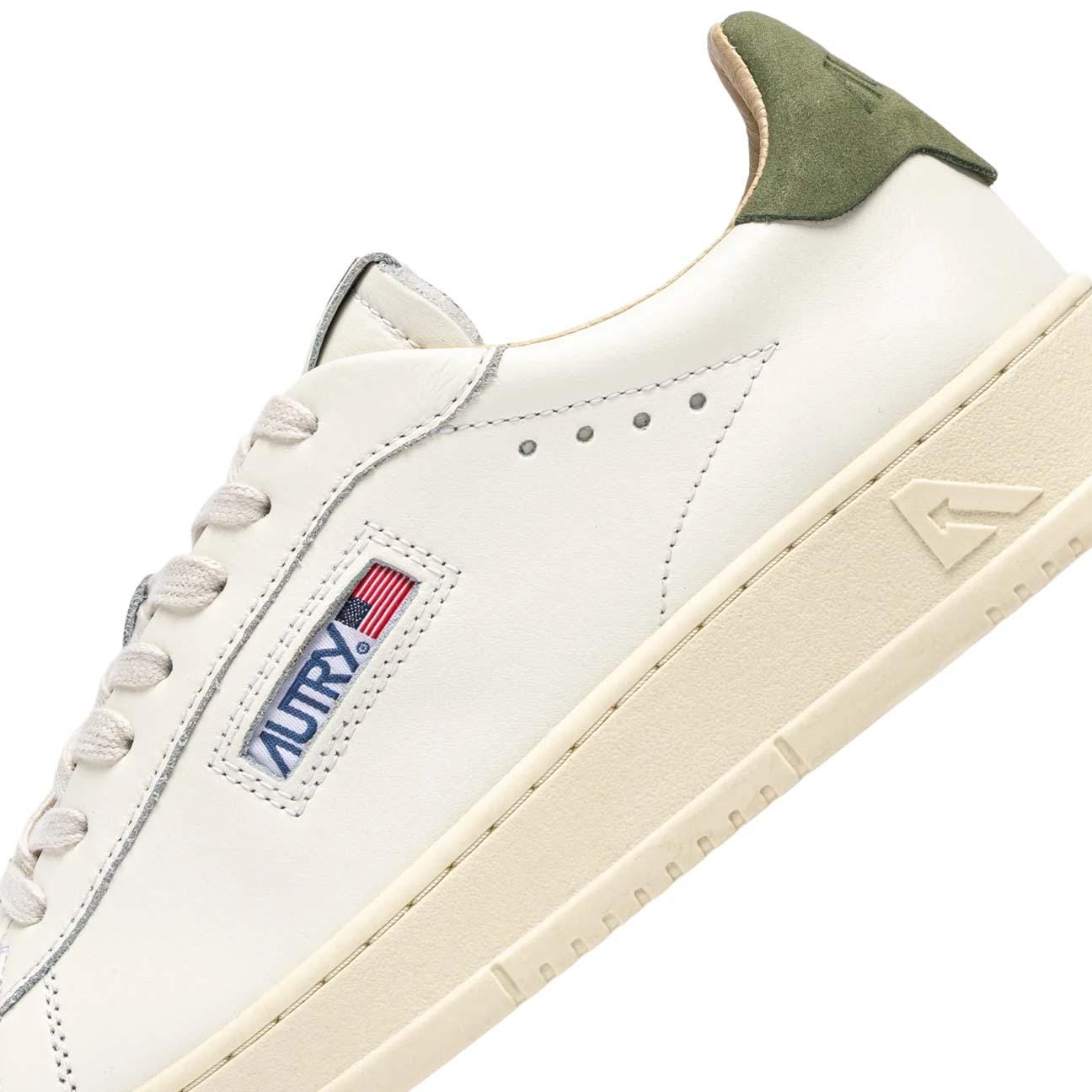 AUTRY Sneakers uomo Dallas Low in pelle Bianco e Verde Militare