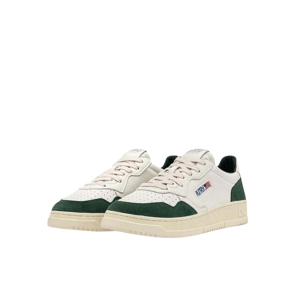 AUTRY Sneakers uomo Medalist Low in pelle e suede Bianco e Bottle