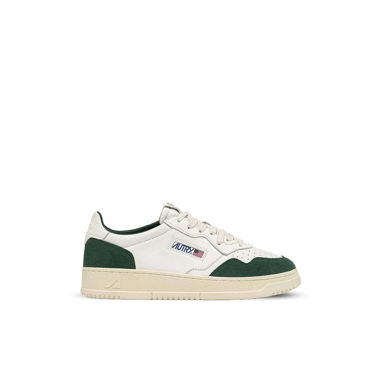 AUTRY Sneakers uomo Medalist Low in pelle e suede Bianco e Bottle