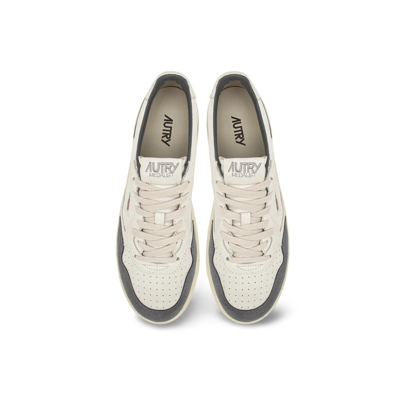 AUTRY Sneakers uomo Medalist Low in pelle e suede Bianco e Morel