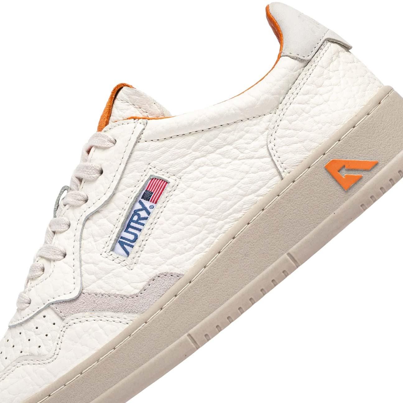 AUTRY Sneakers uomo Medalist Low in pelle Ensign N13 Bianco Arancio