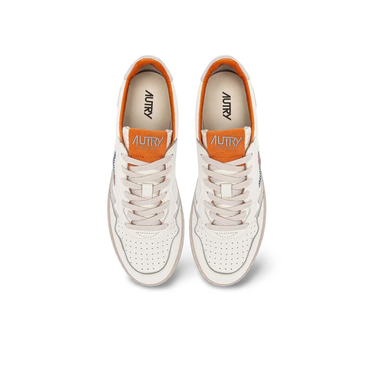 AUTRY Sneakers uomo Medalist Low in pelle Ensign N13 Bianco Arancio