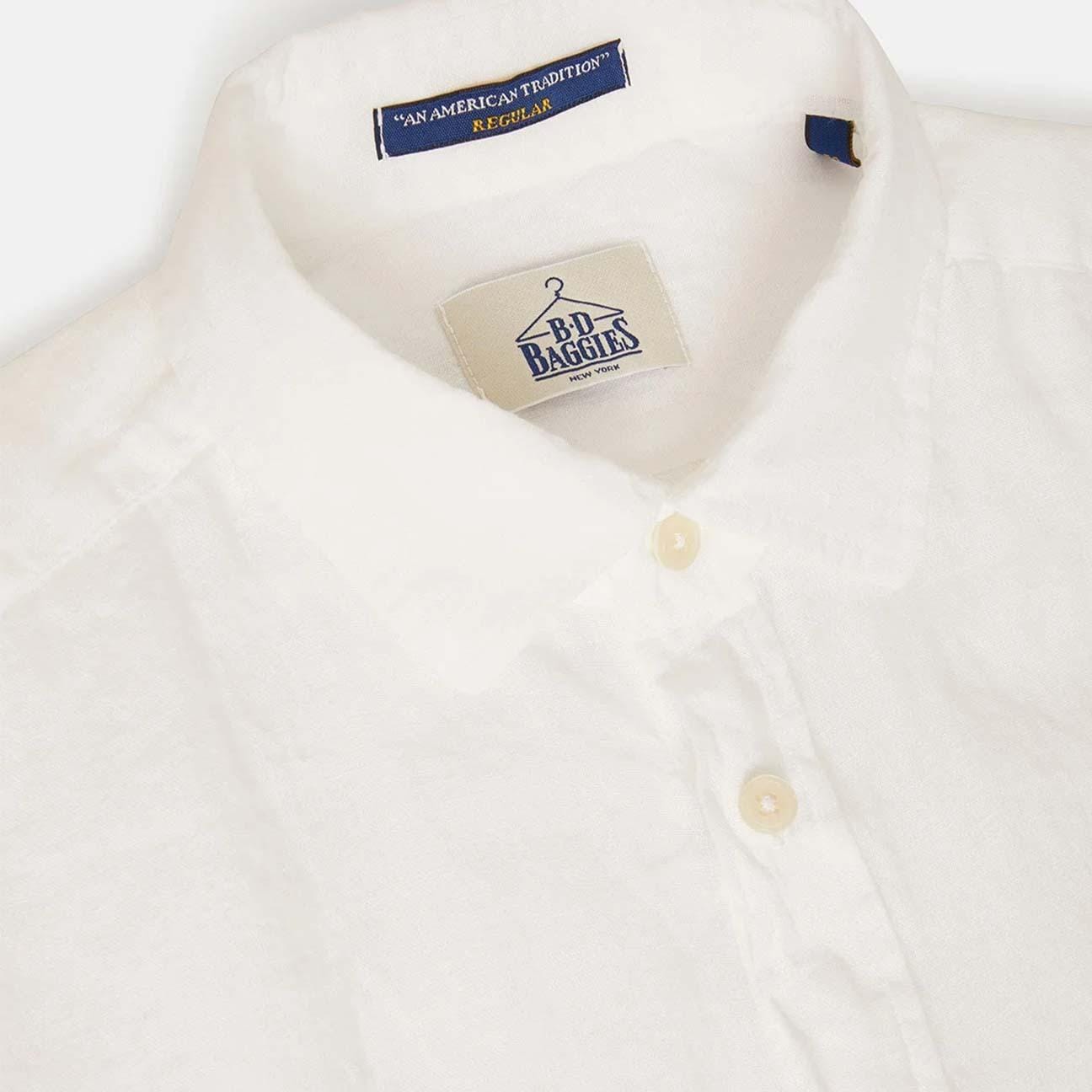 B.D. BAGGIES Camicia uomo in lino Bradford Bianco