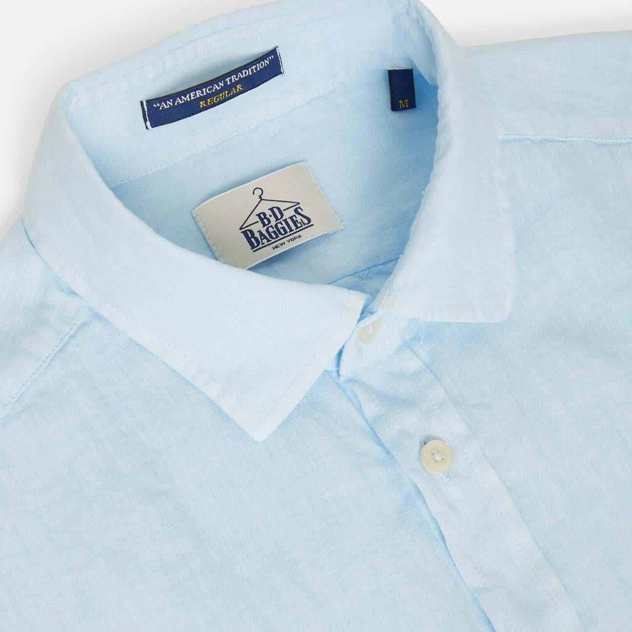 B.D. BAGGIES Camicia uomo in lino Bradford Celeste