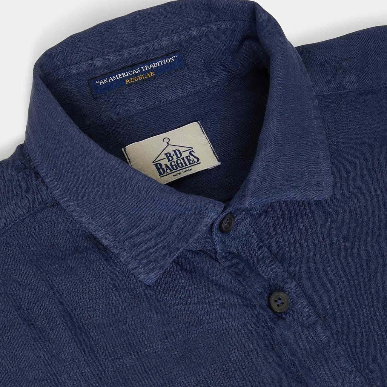 B.D. BAGGIES Camicia uomo in lino Bradford Indaco