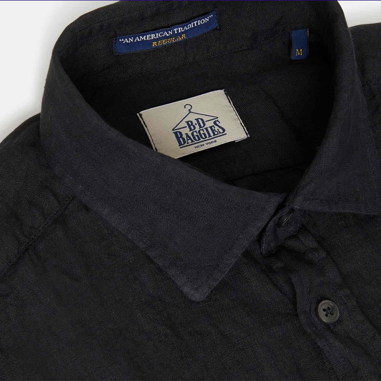 B.D. BAGGIES Camicia uomo in lino Bradford Nero