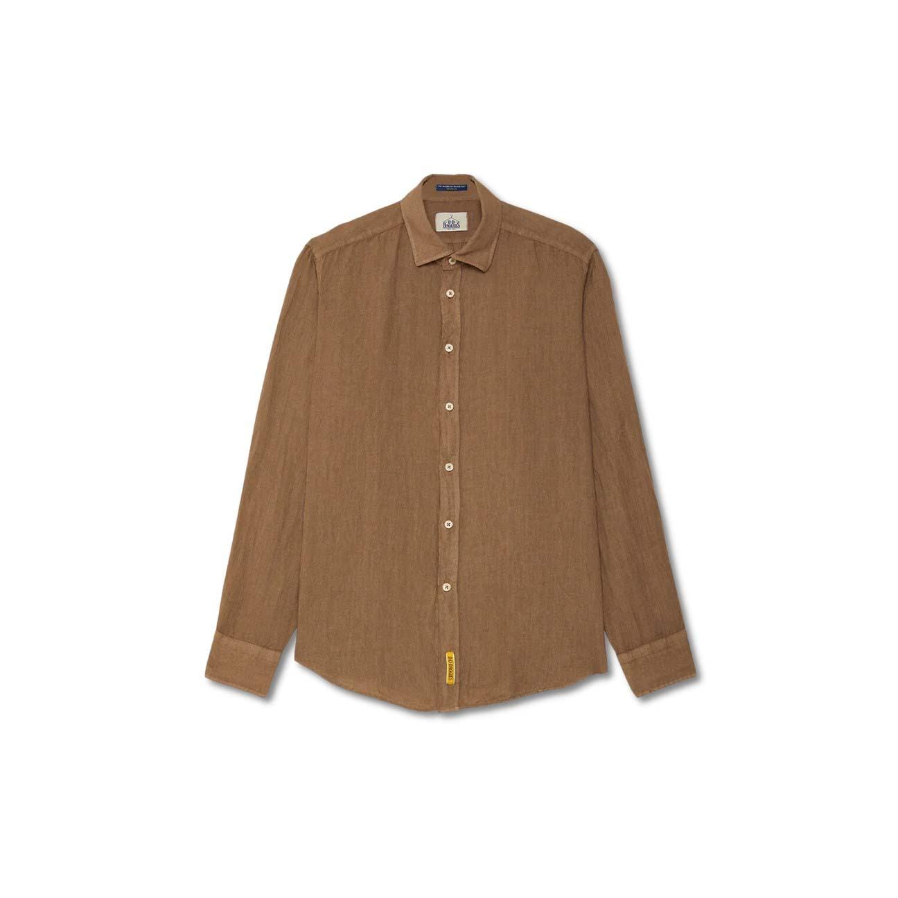 B.D. BAGGIES Camicia uomo in lino Bradford Tabacco