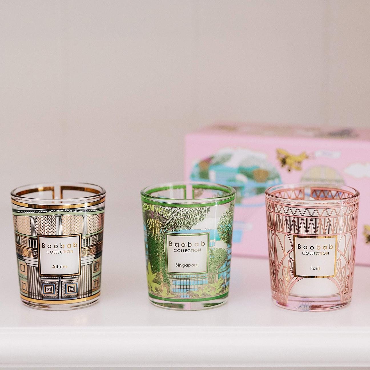 BAOBAB Box Candles Trio Singapore Athenes Paris