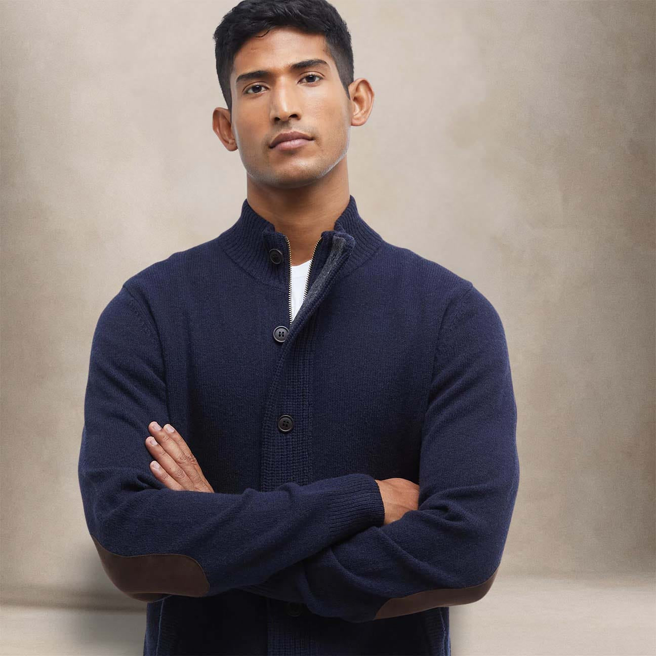 BARBOUR Cardigan uomo in lana Blue