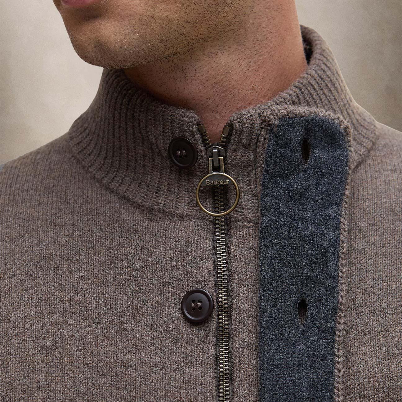 BARBOUR Cardigan uomo in lana Dark Stone
