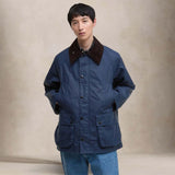 BARBOUR Giacca uomo in cotone cerato Bedale Washed Cobalt