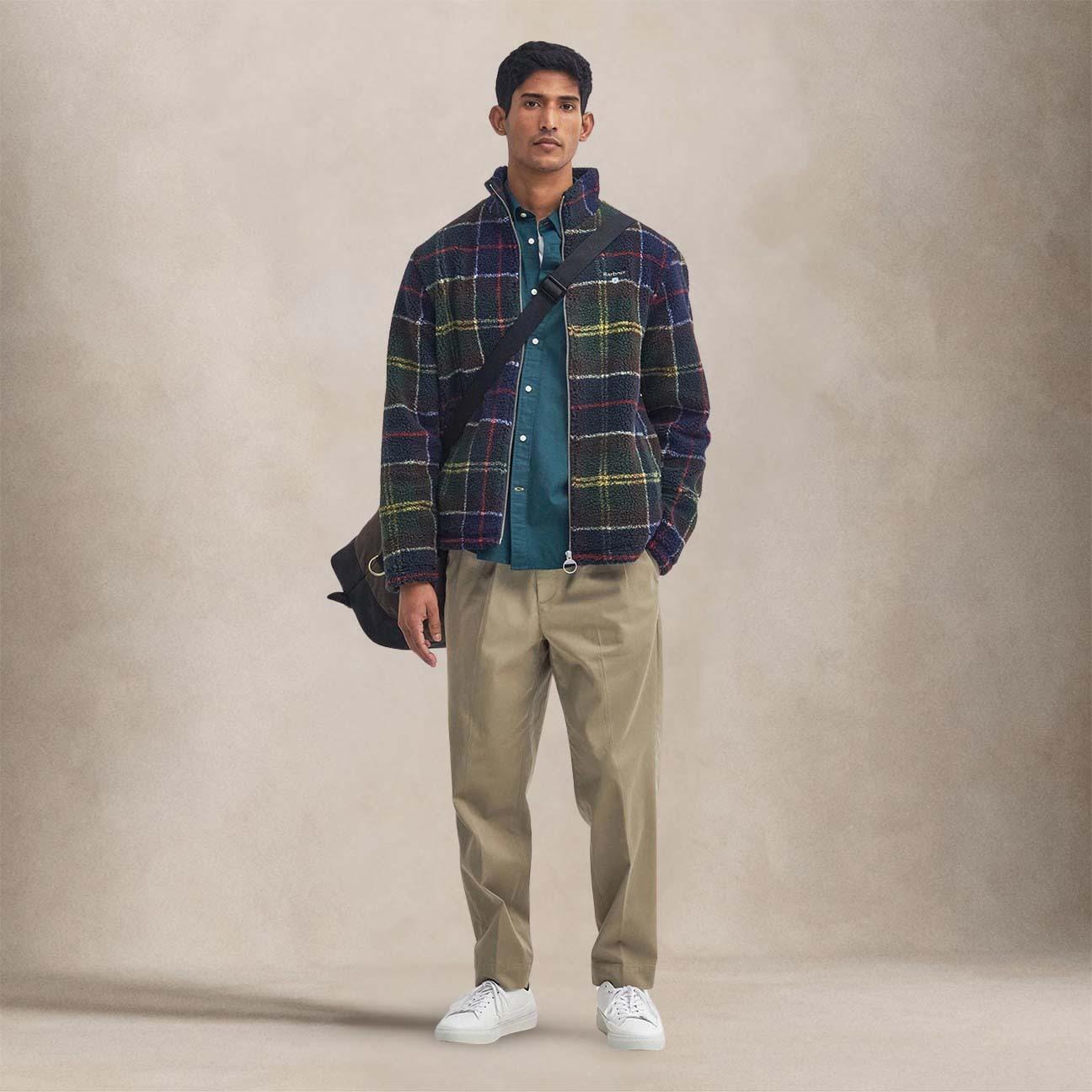 BARBOUR Giacca uomo in pile sherpa Tartan Classic