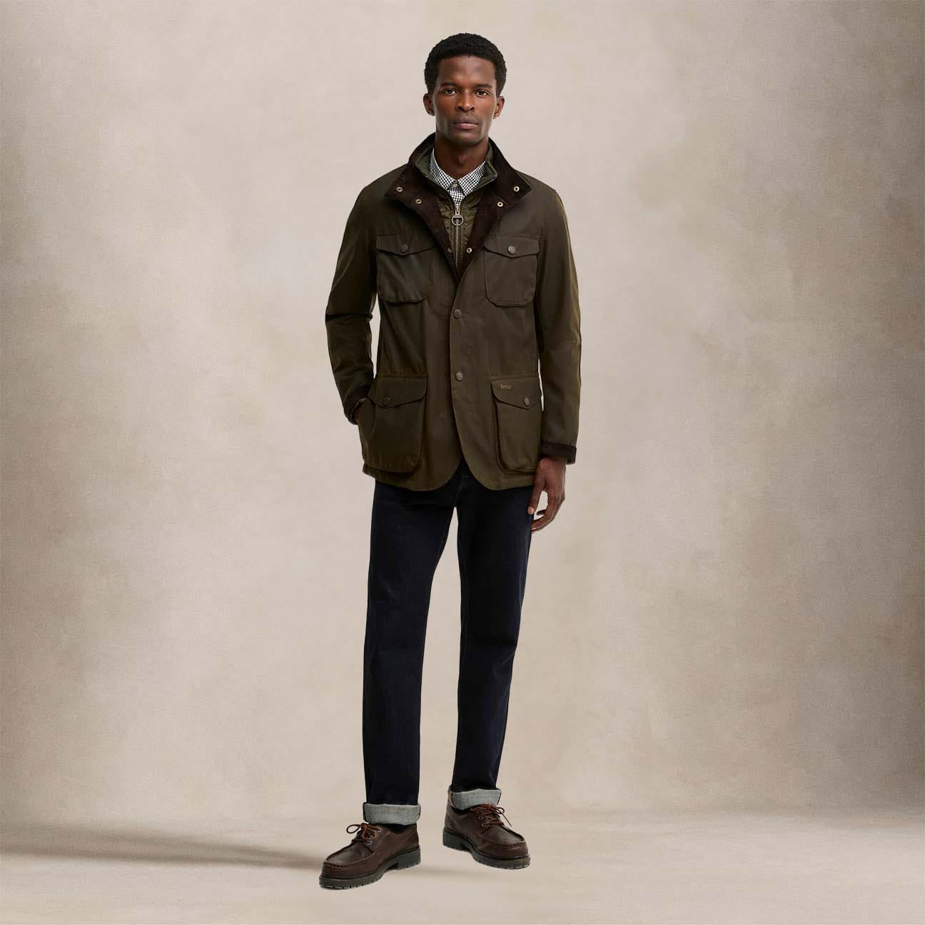 BARBOUR Giacca uomo Oleron in cotone cerato Olive