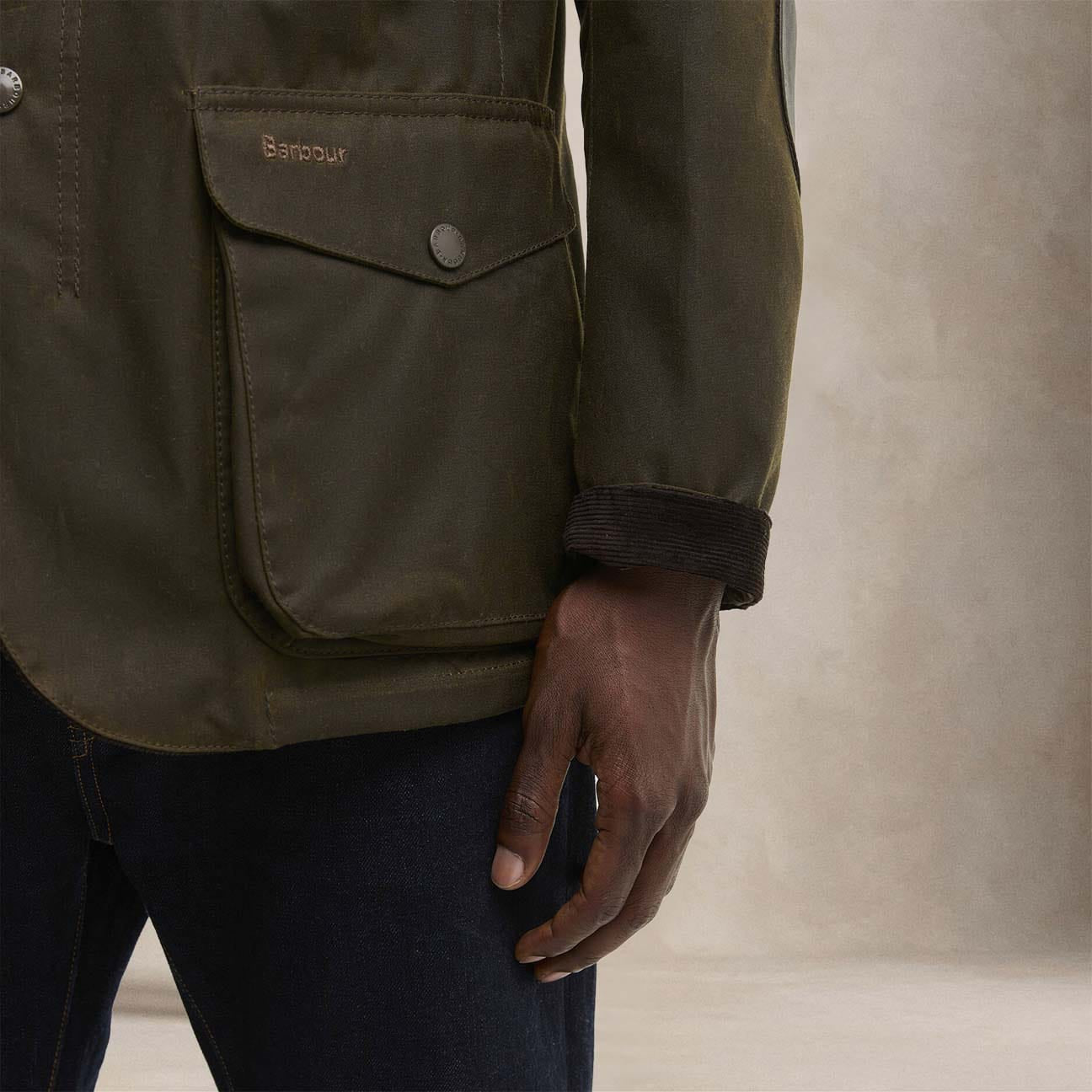BARBOUR Giacca uomo Oleron in cotone cerato Olive