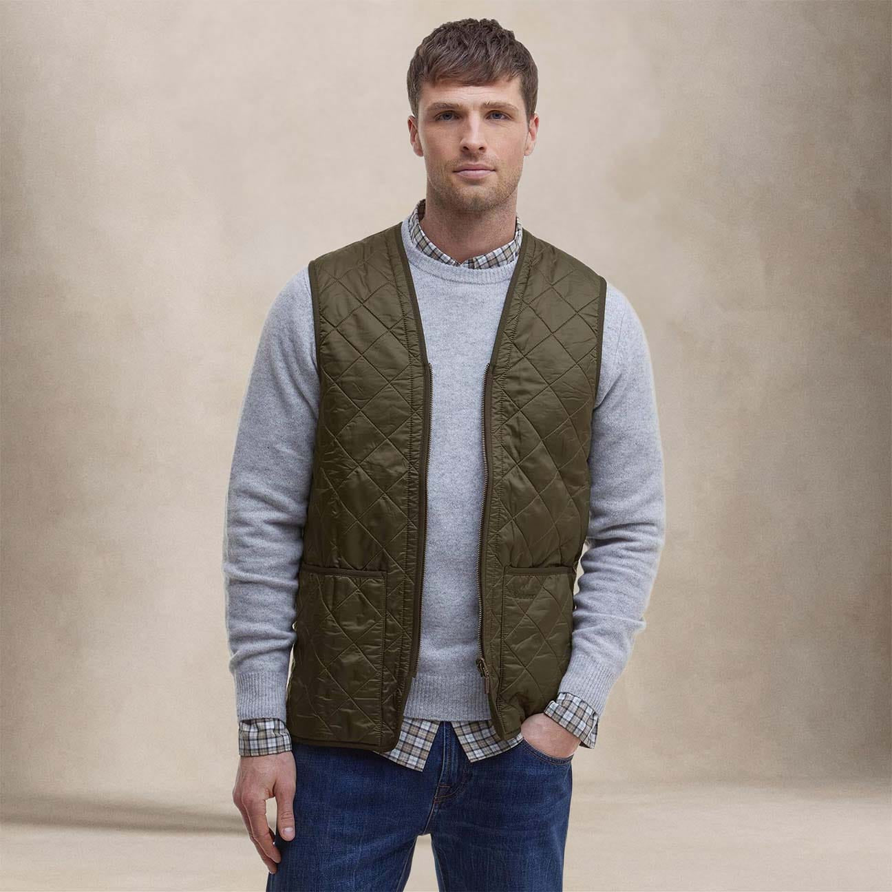 BARBOUR Gilet uomo Polarquilt con zip Olive