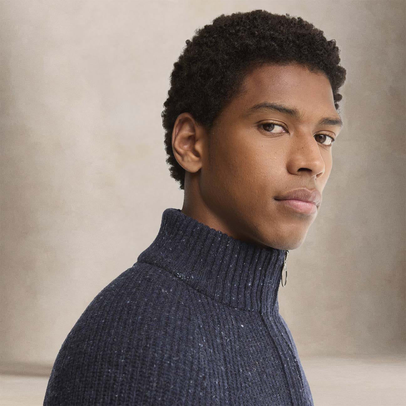 BARBOUR Maglia uomo con mezza zip Essentials Blue