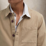 BARBOUR Overshirt washed  uomo in cotone Blue Stone