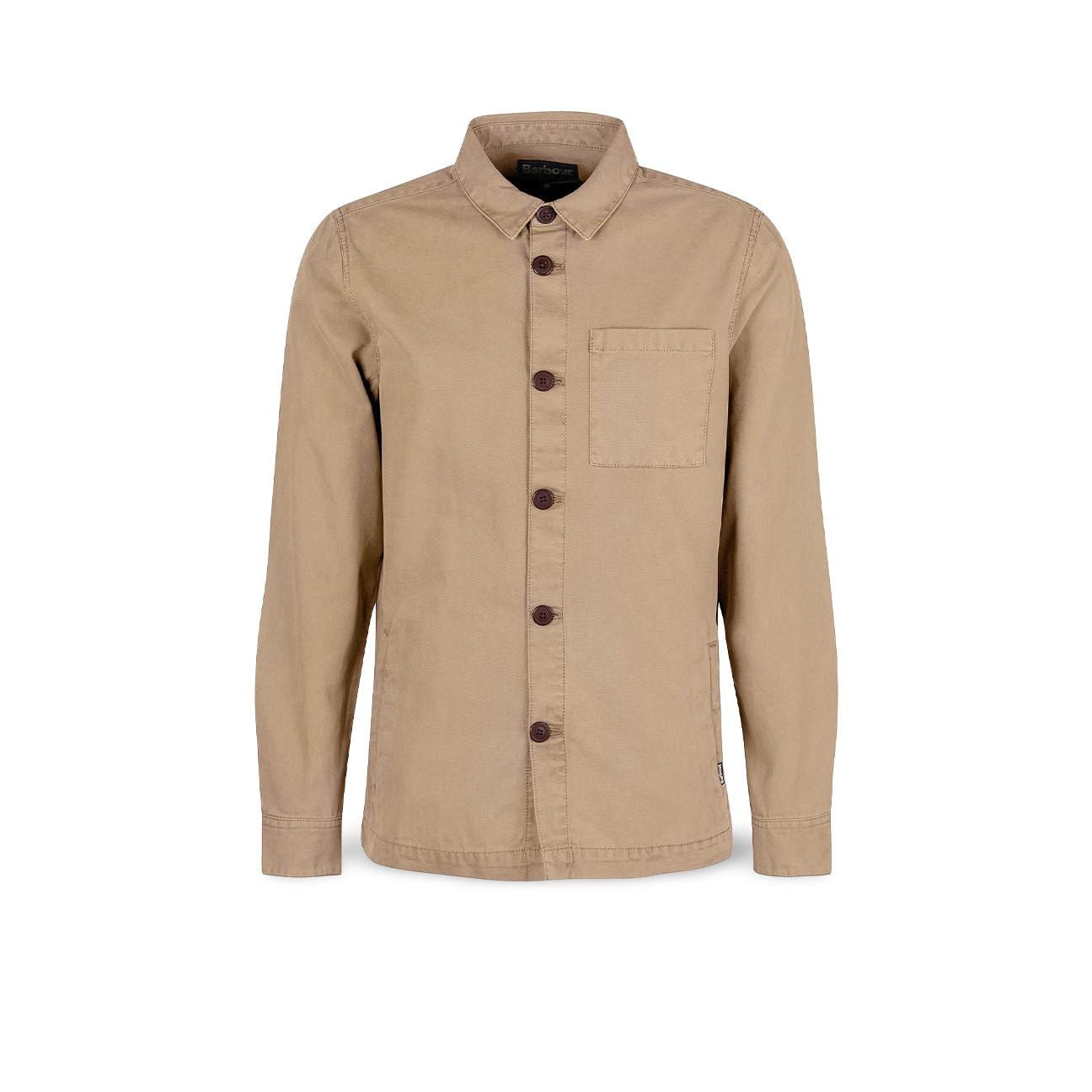 BARBOUR Overshirt washed  uomo in cotone Blue Stone