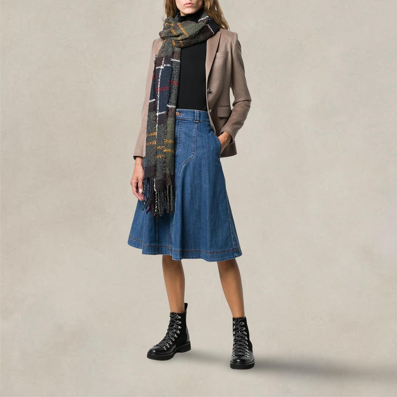 BARBOUR Sciarpa in bouclè tartan Verde