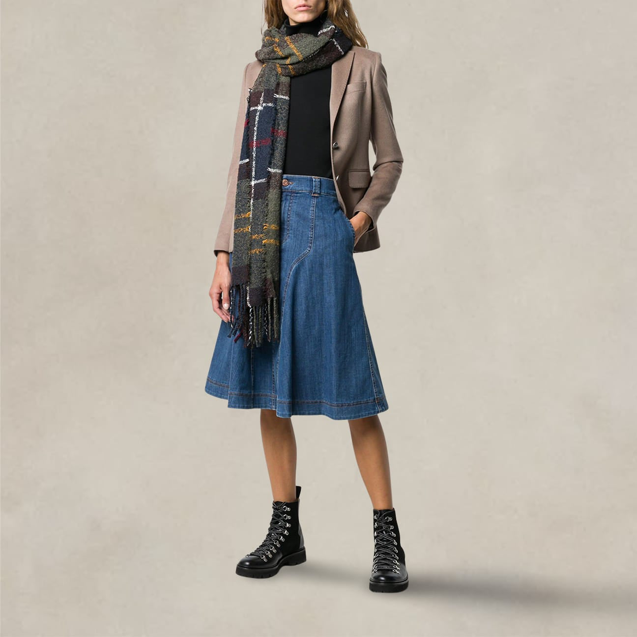 BARBOUR Sciarpa in bouclè tartan Verde