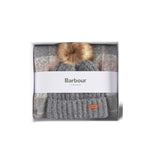BARBOUR Set regalo berretto e sciarpa tartan Saltburn Grey