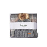 BARBOUR Set regalo berretto e sciarpa tartan Saltburn Grey
