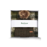 BARBOUR Set regalo berretto e sciarpa tartan Saltburn Loden