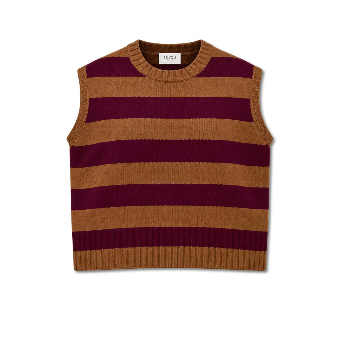 BE YOU Gilt donna in casjìhmere a righe Merlot Cannella