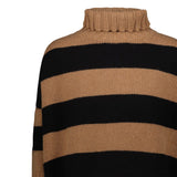 BE YOU Maglia a  righe grandi Nero e Cammello