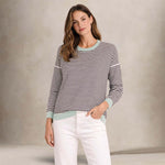 BE YOU Maglia donna a righe in viscosa Bianco e Marrone