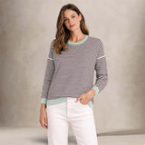 BE YOU Maglia donna a righe in viscosa Bianco e Marrone